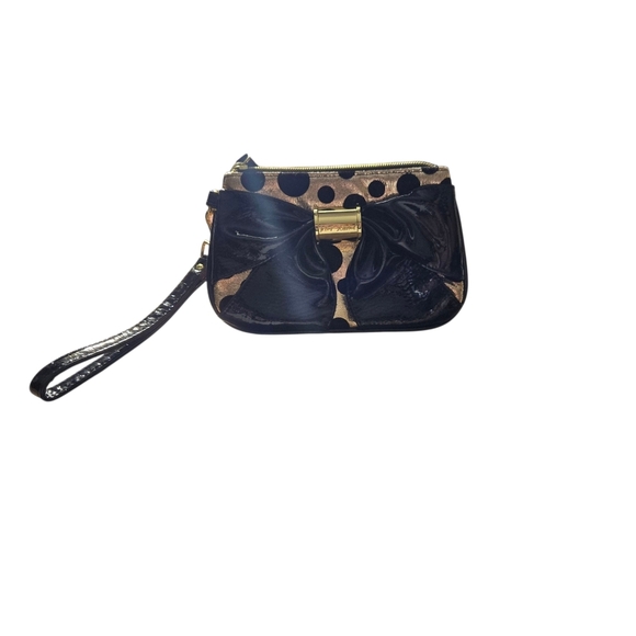 Betsey Johnson Wristlet Bow Rose Gold Polka Dots Clutch 7”X5" - Picture 3 of 6